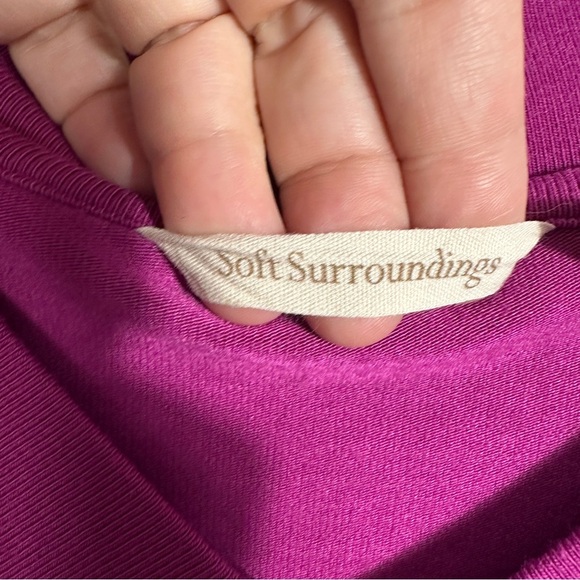 Soft Surroundings Madeline v-neck top, size L, pink, asymmetric, fall, autumn - Picture 4 of 10